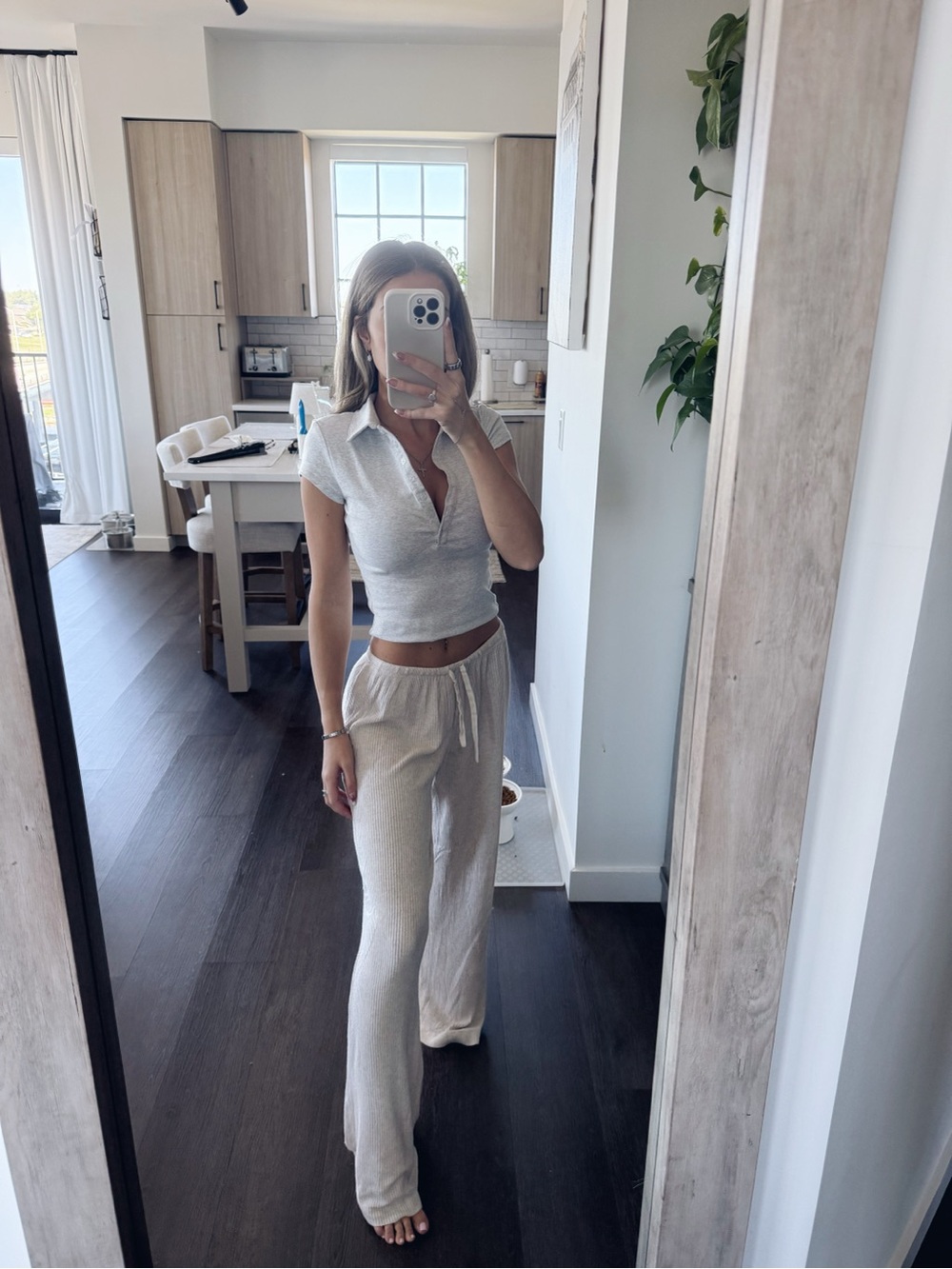 Auden Cream Wide-Leg Drawstring Lounge Pants (Size XS)